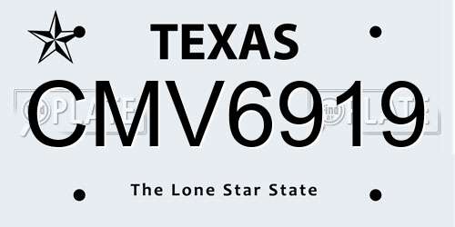 CMV6919 Texas License Plate