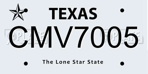 CMV7005 Texas License Plate