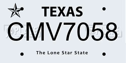 CMV7058 Texas License Plate