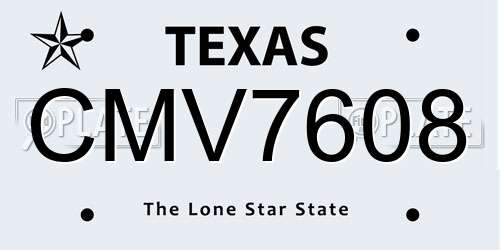 CMV7608 Texas License Plate