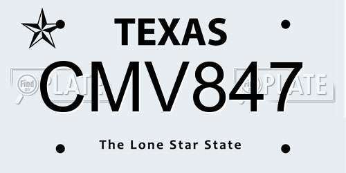 CMV847 Texas License Plate
