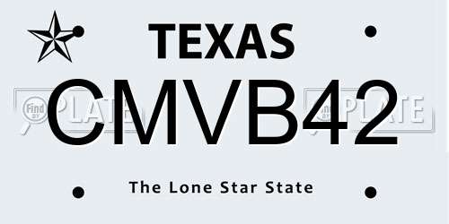 CMVB42 Texas License Plate