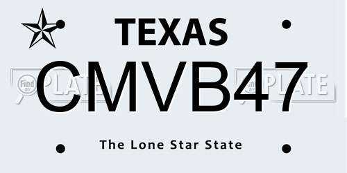 CMVB47 Texas License Plate