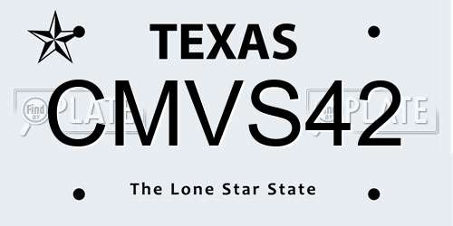 CMVS42 Texas License Plate