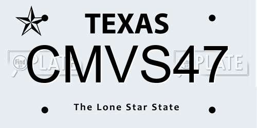 CMVS47 Texas License Plate