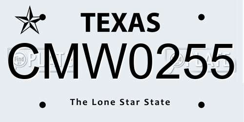 CMW0255 Texas License Plate