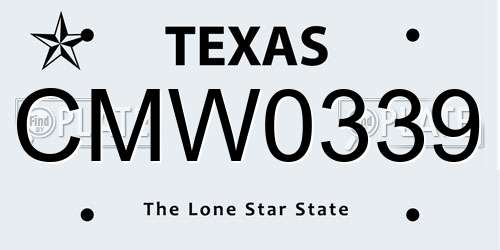 CMW0339 Texas License Plate