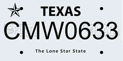 CMW0633 Texas License Plate
