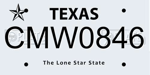CMW0846 Texas License Plate