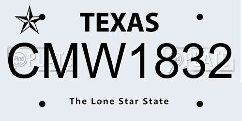 CMW1832 Texas License Plate
