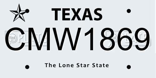 CMW1869 Texas License Plate
