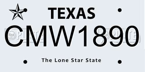 CMW1890 Texas License Plate
