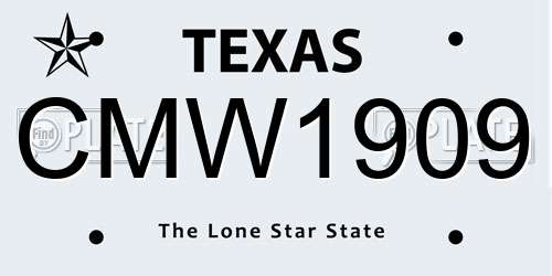CMW1909 Texas License Plate