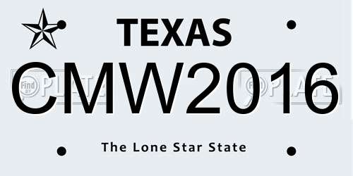 CMW2016 Texas License Plate