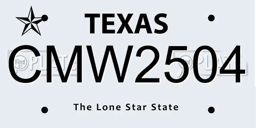 CMW2504 Texas License Plate