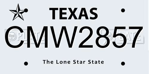 CMW2857 Texas License Plate