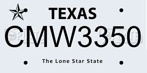CMW3350 Texas License Plate