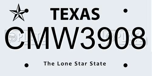 CMW3908 Texas License Plate