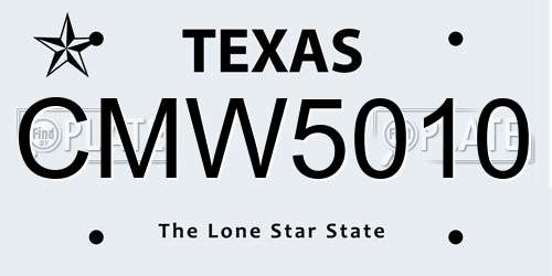 CMW5010 Texas License Plate