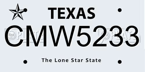 CMW5233 Texas License Plate