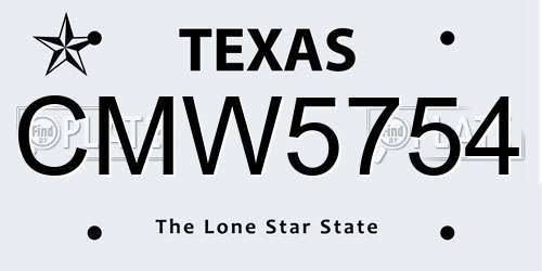 CMW5754 Texas License Plate
