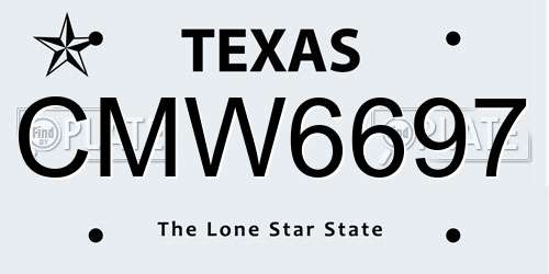 CMW6697 Texas License Plate
