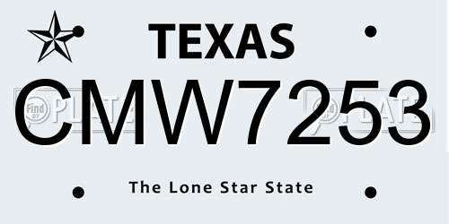 CMW7253 Texas License Plate