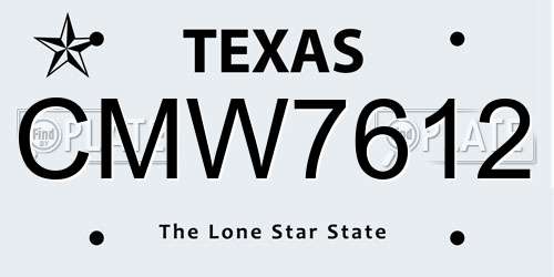 CMW7612 Texas License Plate