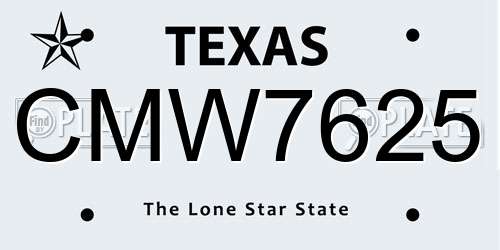 CMW7625 Texas License Plate