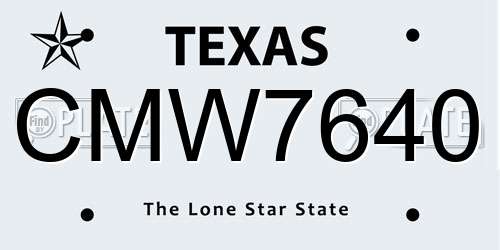 CMW7640 Texas License Plate