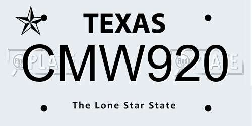CMW920 Texas License Plate