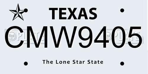 CMW9405 Texas License Plate