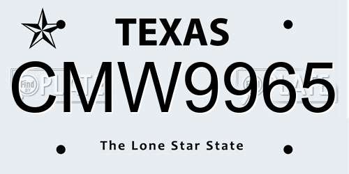 CMW9965 Texas License Plate
