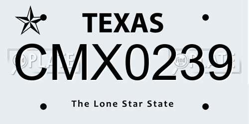 CMX0239 Texas License Plate
