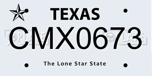 CMX0673 Texas License Plate