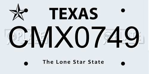 CMX0749 Texas License Plate