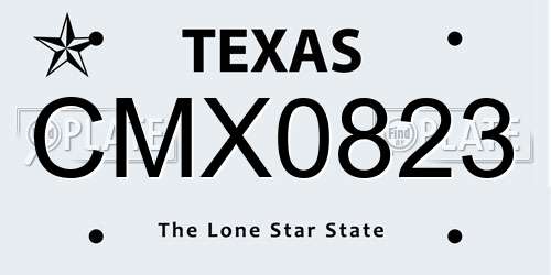 CMX0823 Texas License Plate