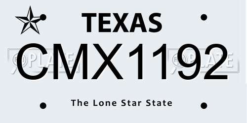 CMX1192 Texas License Plate
