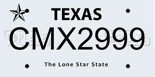 CMX2999 Texas License Plate