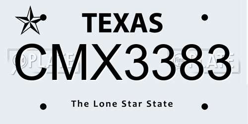 CMX3383 Texas License Plate