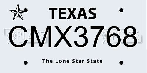 CMX3768 Texas License Plate
