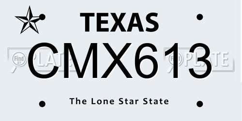 CMX613 Texas License Plate