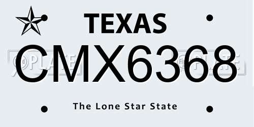 CMX6368 Texas License Plate