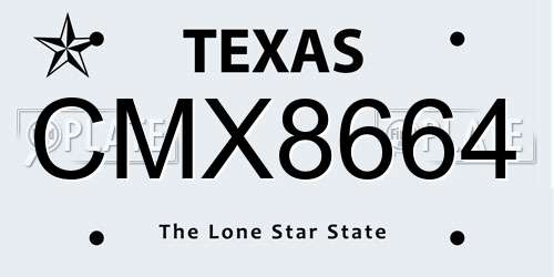 CMX8664 Texas License Plate