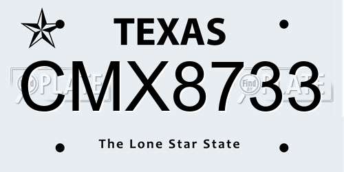 CMX8733 Texas License Plate