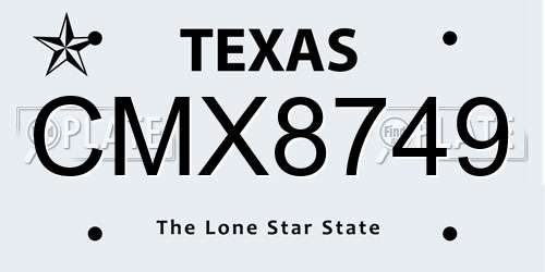 CMX8749 Texas License Plate