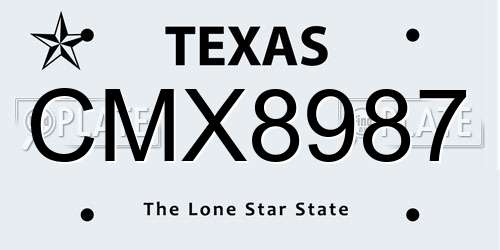 CMX8987 Texas License Plate