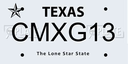 CMXG13 Texas License Plate