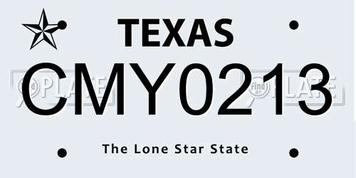 CMY0213 Texas License Plate