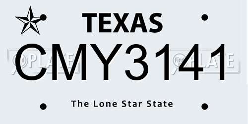 CMY3141 Texas License Plate
